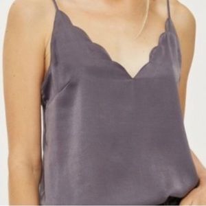 Topshop Scalloped Gray Tank Top Tank/Camisole